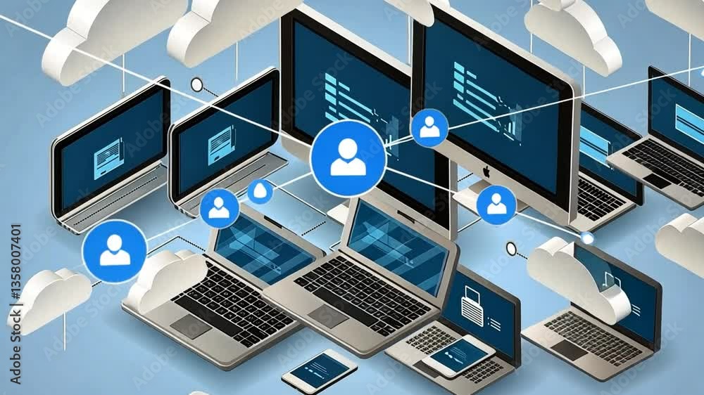 Poster cloud technology concept showcasing modern data center connections generative ai