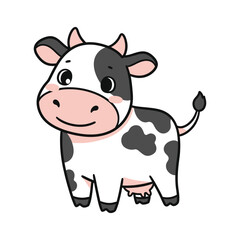 Adorable Cartoon Cow Illustration Farm Animal Clipart