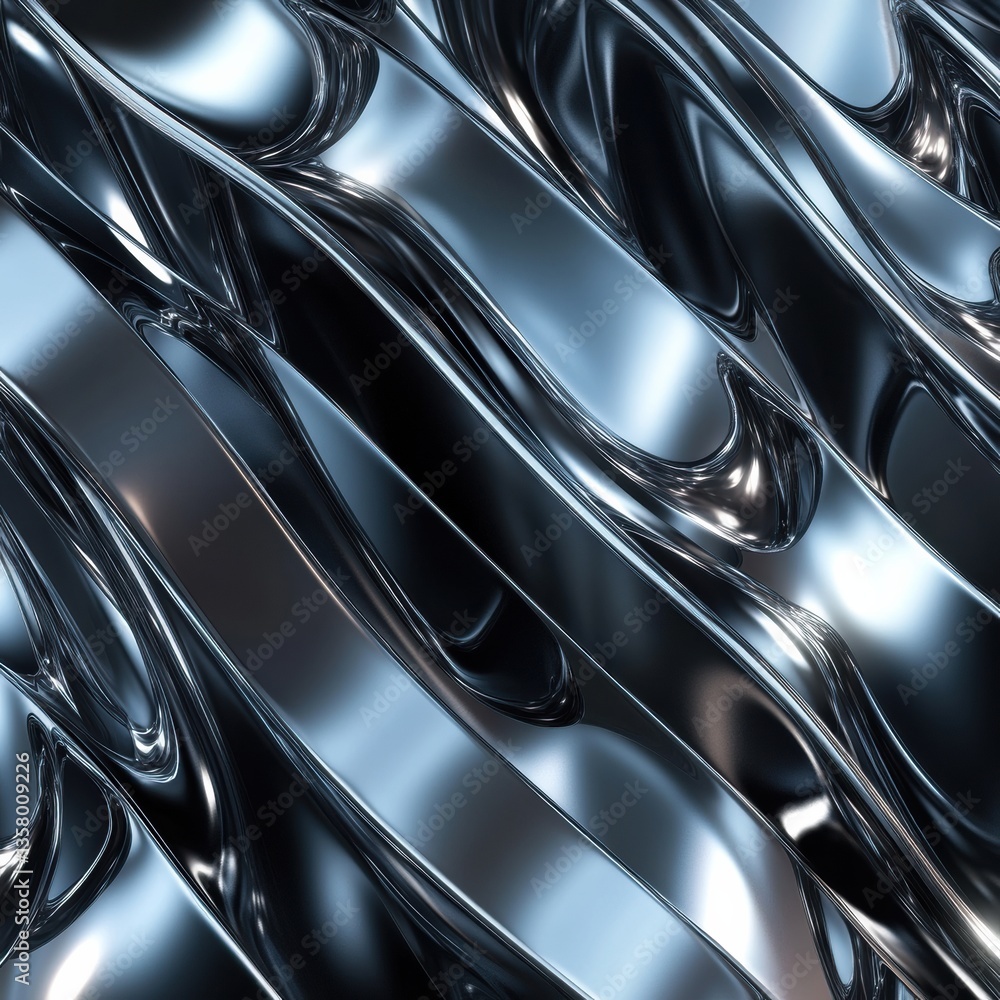 Aufkleber High-tech metallic texture with chrome reflections and smooth gradients creates a luxurious futuristic surface in modern design Generative AI
