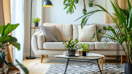 Cozy Living Room with Plants and Natural Light