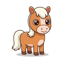 Adorable Cartoon Pony Cute Brown Horse Illustration