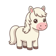 Adorable Cartoon Pony Cute White Horse Illustration