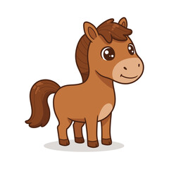 Adorable Brown Pony Illustration Cartoon Horse Clipart