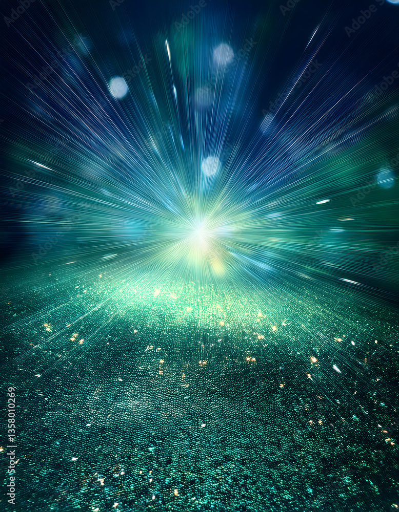 Poster a burst of light and energy emanates from a central point, creating a dynamic, abstract composition