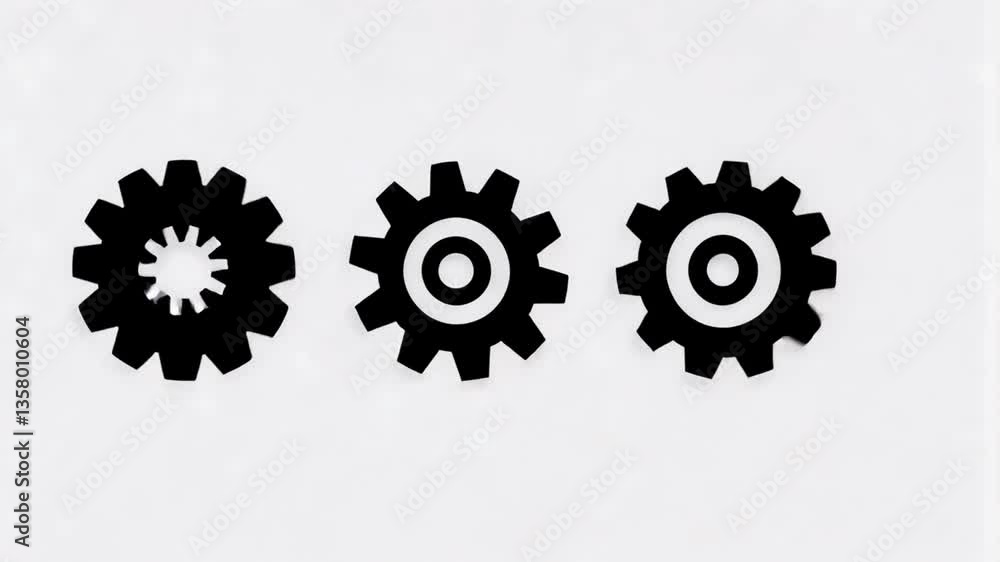 Aufkleber cogwheel group black vector icon set for design and technology needs generative ai