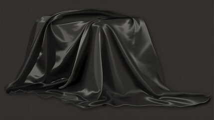 A black satin cloth elegantly draped over a box shape