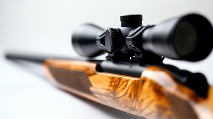 Obraz premium Precision Optics: A Focused View of a Sporting Rifle with Scope Mounted