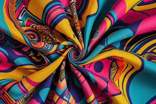 Vibrant Colorful Funky Prints with Whimsical Geometric Patterns and Nostalgic Flair