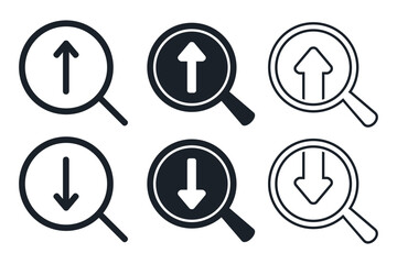 Increase and decrease search icon. illustration vector