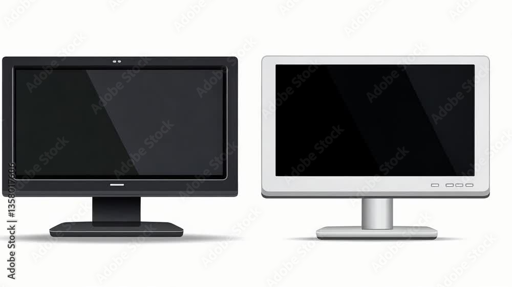 Poster view of isolated computer screens on white background generative ai