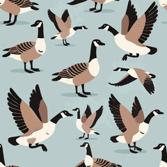 Canadian Geese in blue Print Design In Vector