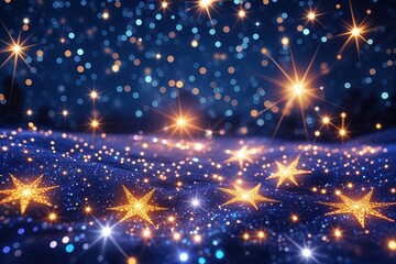 Stunning Starry Night Landscape with Vibrant Sparkle and Brilliant Glow