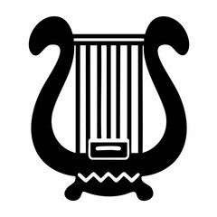 Black and white illustration of a lyre, Vector Image