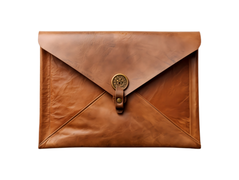 Old brown envelope isolated on transparent background