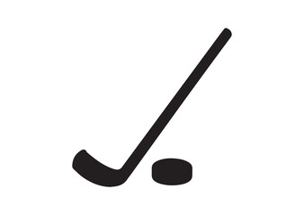 Hockey stick and puck silhouette vector Design 