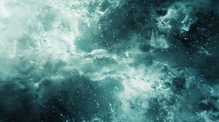 Obraz premium Mystical Teal Nebula: Abstract Galaxy Space Background Texture