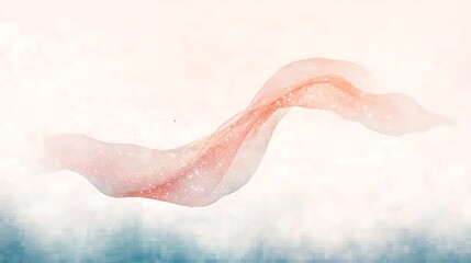 Fototapeta premium Peach fabric swirl with soft background.