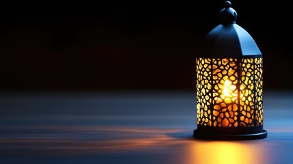 Lantern with warm light casting intricate patterns, symbolizing peace