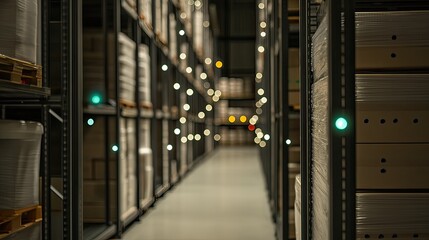 Naklejka premium Warehouse efficiency industrial close-up on organized operations and logistics