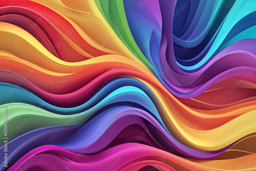 Poster vibrant abstract rainbow waves design in dynamic colorful flow