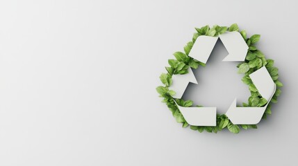 Green leaves forming recycle symbol for eco-friendly concept and sustainability in modern design