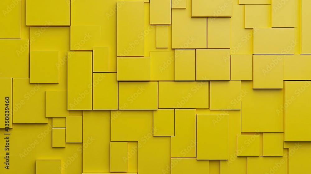 Aufkleber abstract yellow geometric 3d wall pattern: a vibrant, modern design featuring various sizes of yello