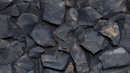 Natural Black Granite Texture With Inclusions Against Dark Background  