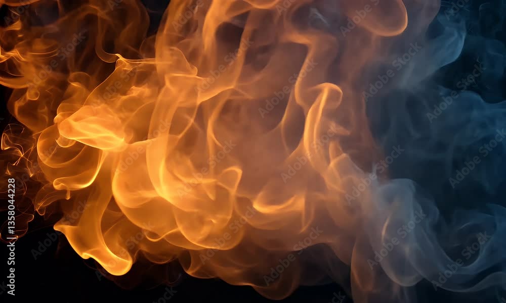 Wall mural dynamic swirling flames and smoke creating an abstract visual composition with vibrant orange and de