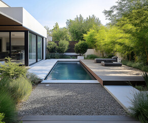 Minimalist Dream Home: Enjoy Poolside Living in a Modern Villa with Clean Lines and a Luxurious Outdoor Space, Perfect for Real Estate Investment