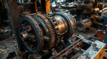 Rusty Industrial Machine Gears and Components