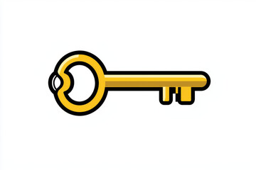 A sleek brass key is depicted in a simple, minimal clipart style against a clean white background