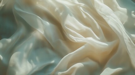 Fototapeta premium Delicate silk fabric folds, soft shadows, subtle color shifts
