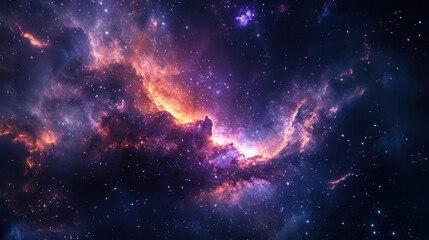 Fototapeta premium Colorful nebula illuminated by distant stars in the vast expanse of space captured in high detail