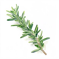 Fototapeta premium Vibrant Watercolor Artwork of Rosemary Herb Sprig on a Soft Background
