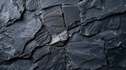 Dark grey stone or black slate stone texture abstract background. AI generated image