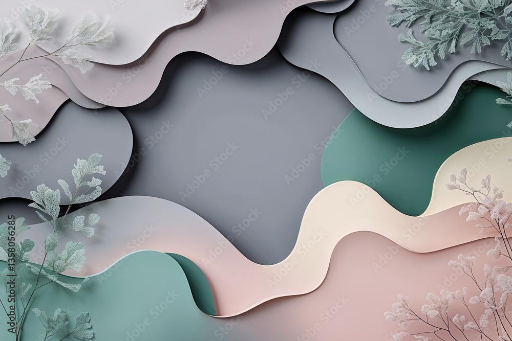 Poster soft grey blush jade gradient abstract background with subtle grain texture
