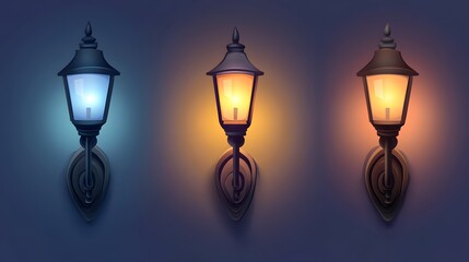 Modern and Stylish Illumination from Sconces - Vector Isolated Illustration