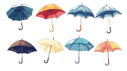 Collection of Vibrant and Diverse Umbrellas Displayed in Multiple Poses