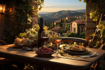 A romantic dinner in a vineyard in Tuscany, Italy
