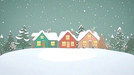 Snowy winter village scene