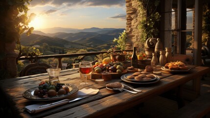 A romantic dinner in a vineyard in Tuscany, Italy