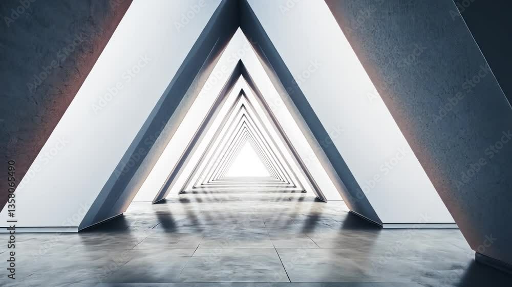 Poster futuristic triangular light corridor in a modern space generative ai