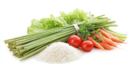 Fresh Vegetables and Rice for Healthy Cooking and Meal Prep