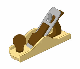 Wooden Hand Plane Tool Illustration, Vector Image
