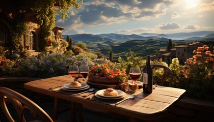 A romantic dinner in a vineyard in Tuscany, Italy