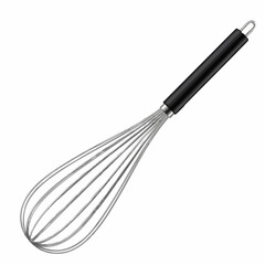 Metal Whisk with Black Handle, Vector Image