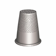 Metal Thimble with Perforated Top and Base, Vector Image