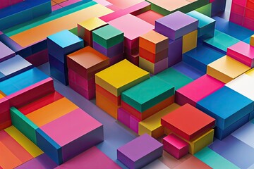 Obraz premium Vibrant 3D Colorful Block Arrangements for Creative Visual Inspiration