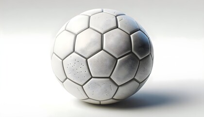 Fototapeta premium Premium soccer ball with stitched hexagonal pattern isolated on white background.