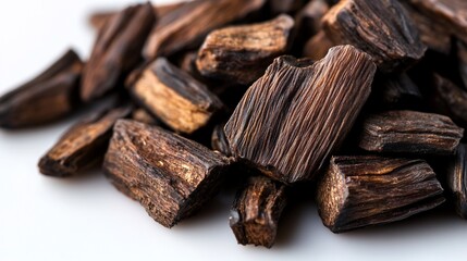 Fototapeta premium Agarwood chips for incense, traditional medicine and perfume ingredient